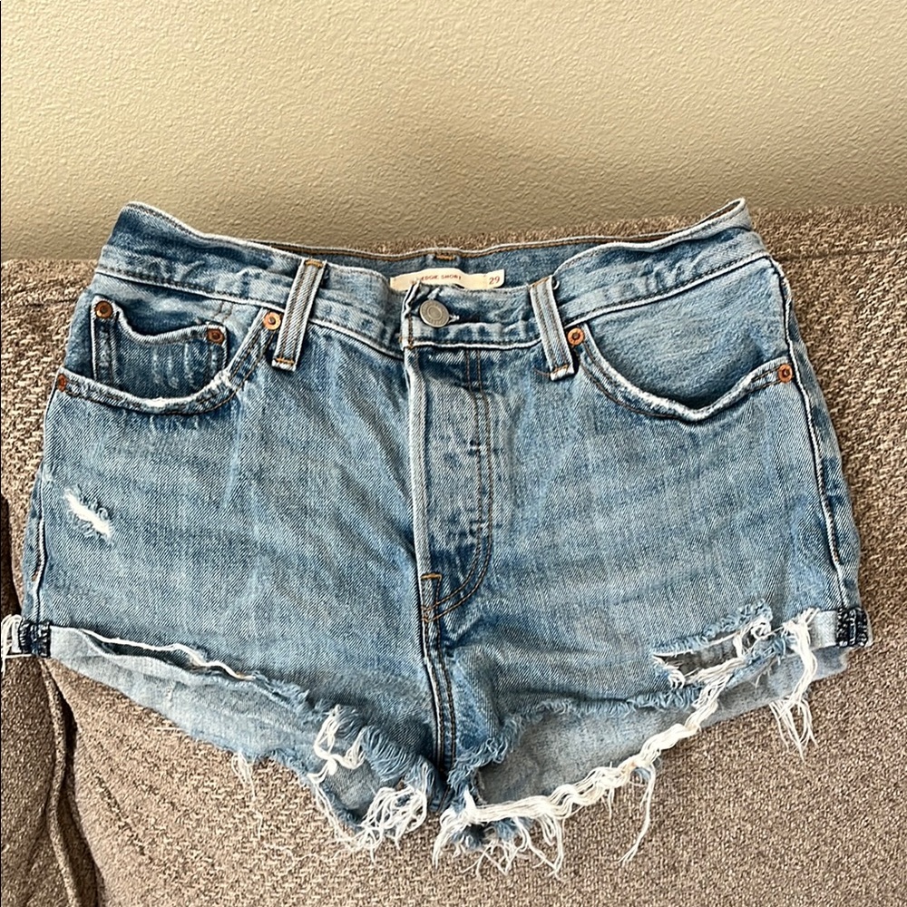 Levi's Light Blue Distressed Jean Shorts